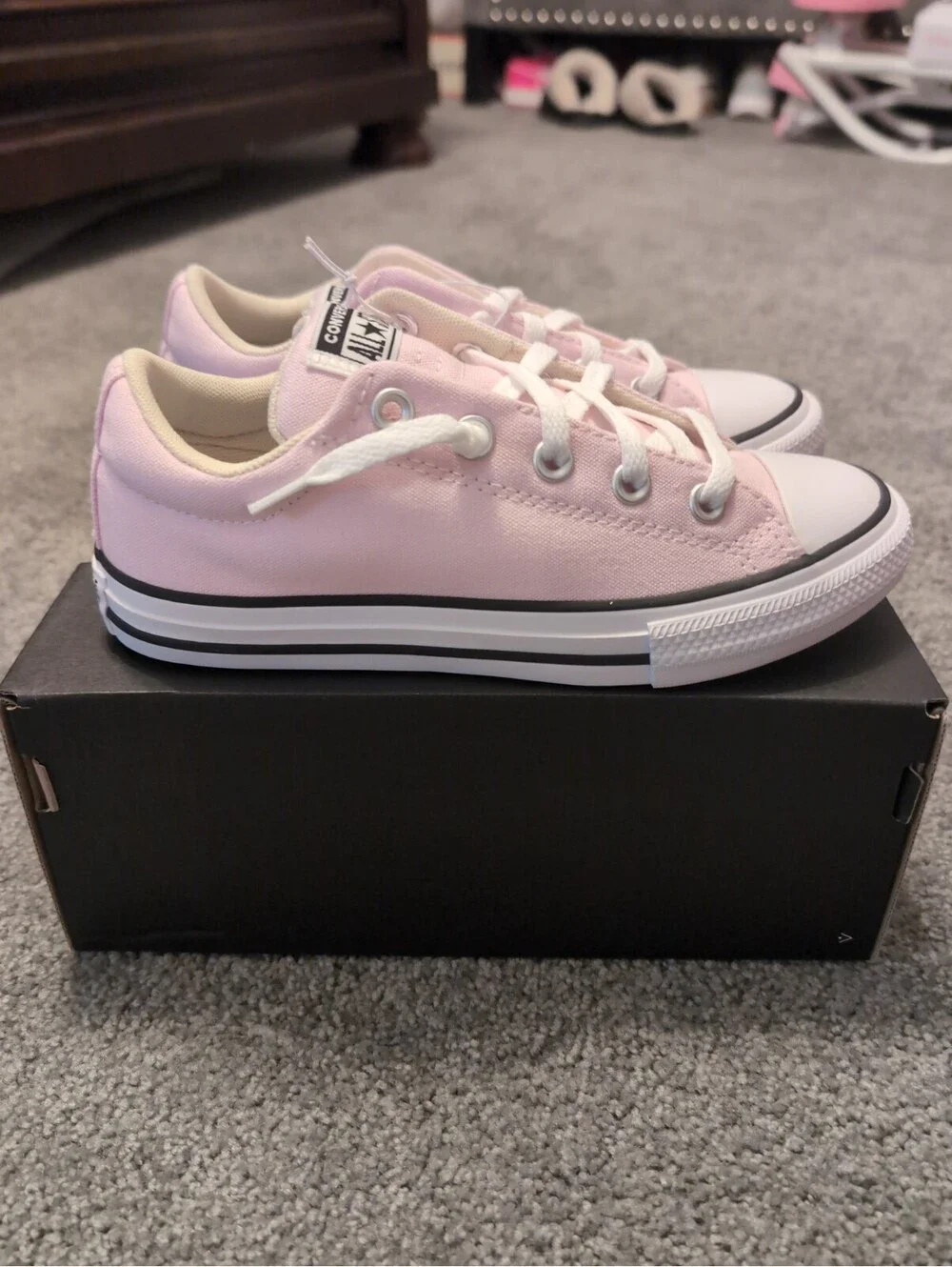 Converse Kids' Lace Up Street Ox Low Sneakers - Light Pink 3 New
